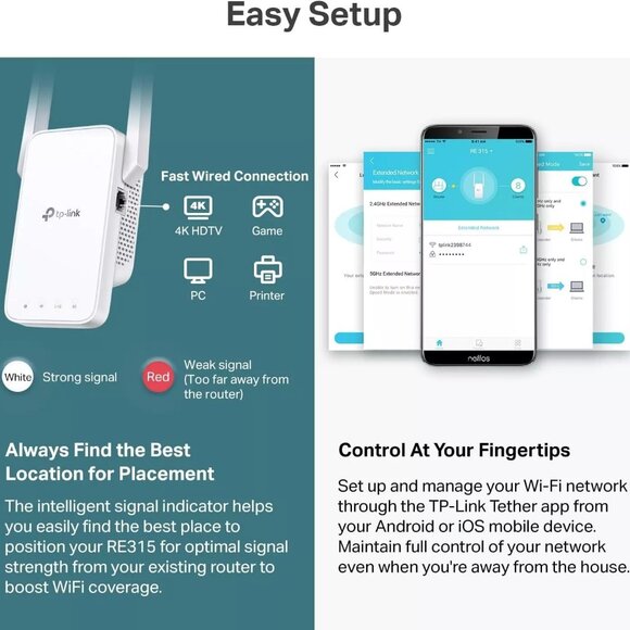 **Factory Sealed** TP-Link AC1200 Home WiFi internet Range MESH Extender(RE315) - Picture 10 of 11
